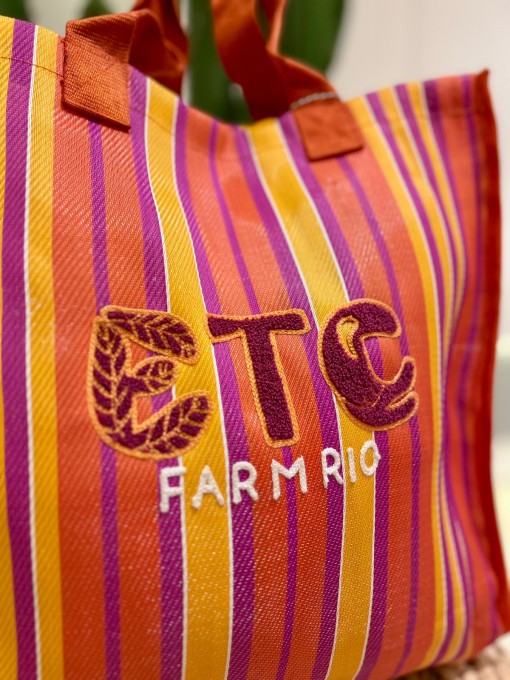 Bolsa Tote Rafia Multicolor Laranja