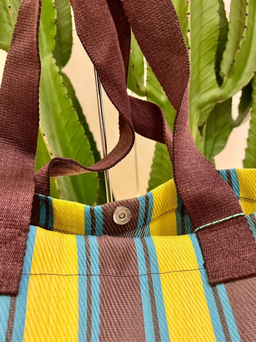 Bolsa Tote Rafia Multicolorido Marrom