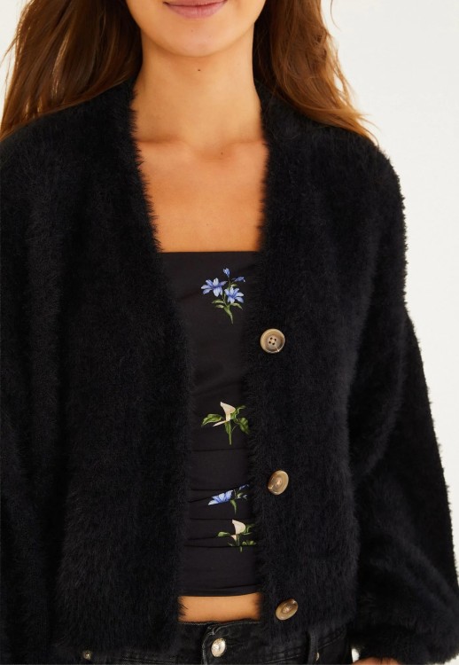 Cardigan Curto Pelinho Preto