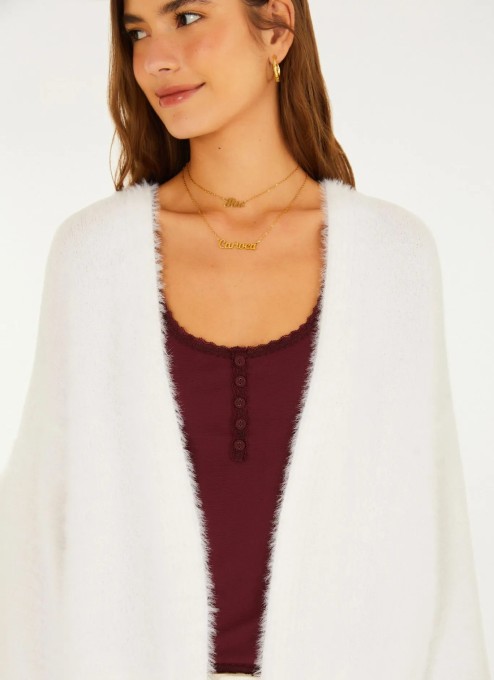 Cardigan Tricot Pelinho Off White