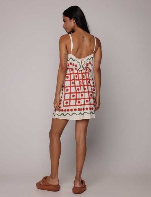 Vestido Curto Transpasse Lenço Tomatinhos