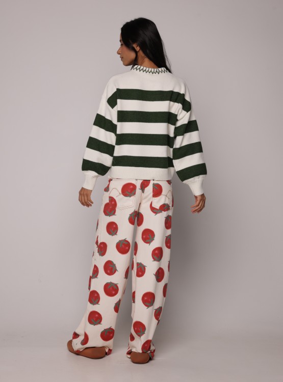 Casaco Tricot Listra Tomate