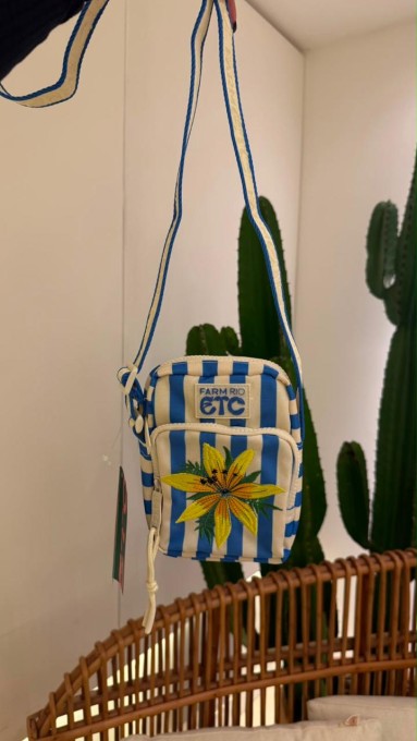 Bolsa Farm Da Gema Listras Azul Lenço Solar