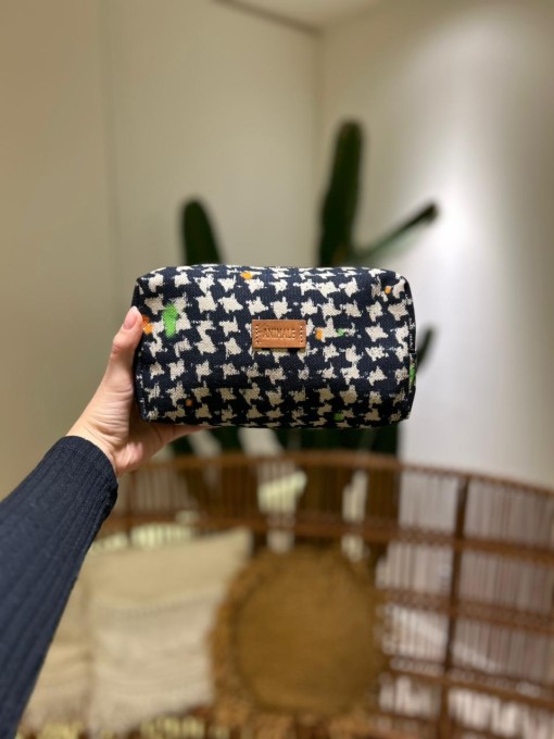 Necessaire Pequena Pied de Poule Preto