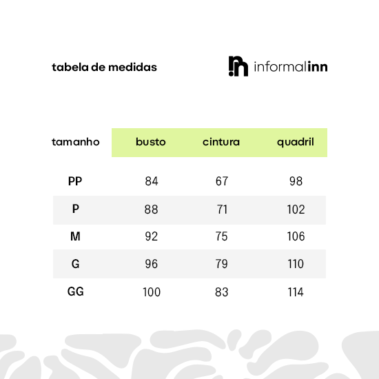 Tabela de medidas