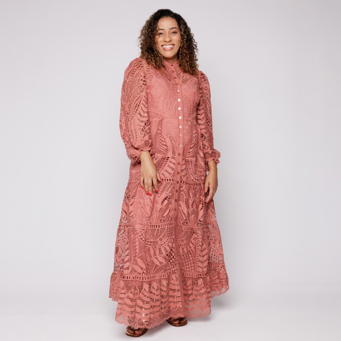Vestido Bordado Guipire Almafi