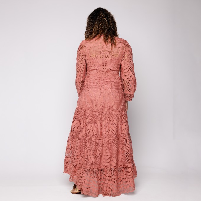 Vestido Bordado Guipire Almafi