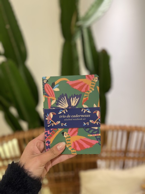 Trio De Cadernetas Bosque Pássaros