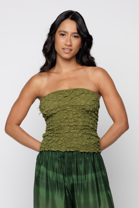 Blusa Lastex Sem Alça verde