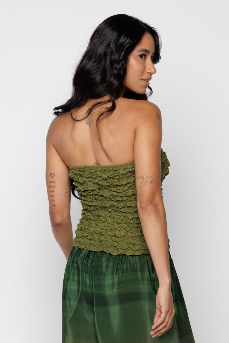 Blusa Lastex Sem Alça verde