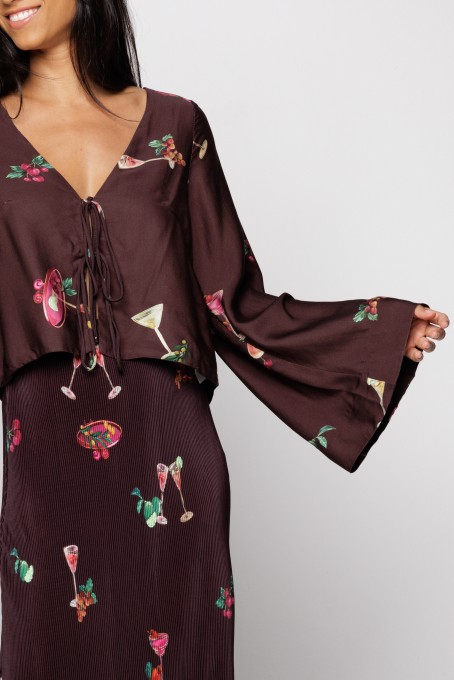 Blusa Amarração Coquetel Tropical