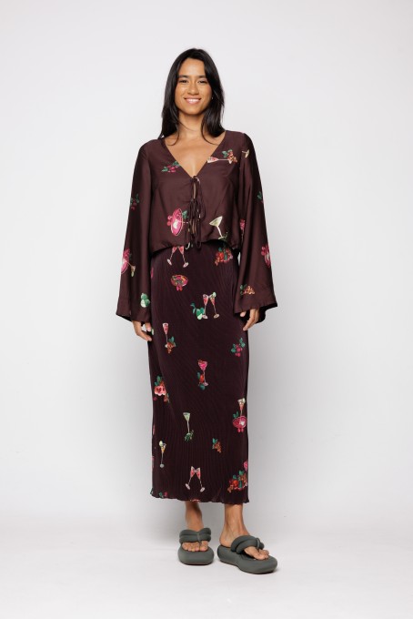 Blusa Amarração Coquetel Tropical