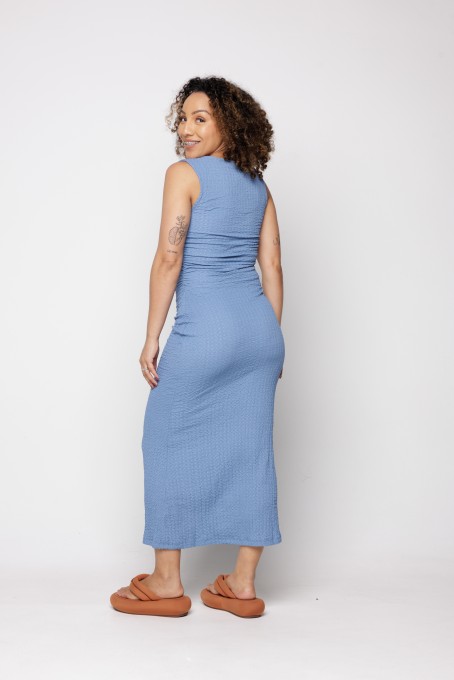 Vestido Midi Alça Torcida Textura