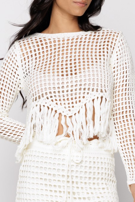 Blusa Tricot Com Franja