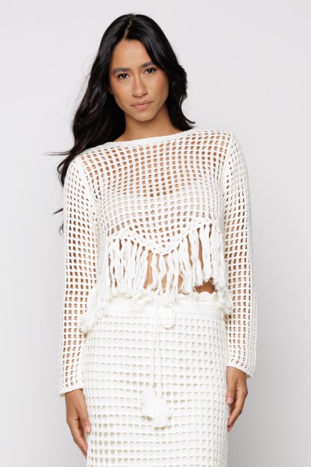 Blusa Tricot Com Franja