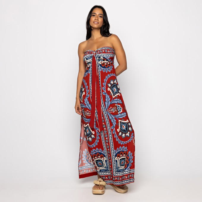 Vestido Longo Lenço Náutico