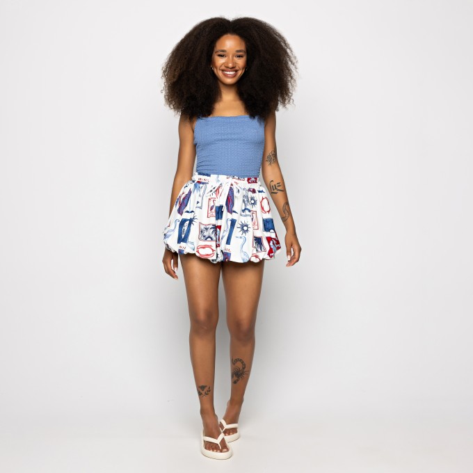 Saia Curta Balonê Tropical Vintage