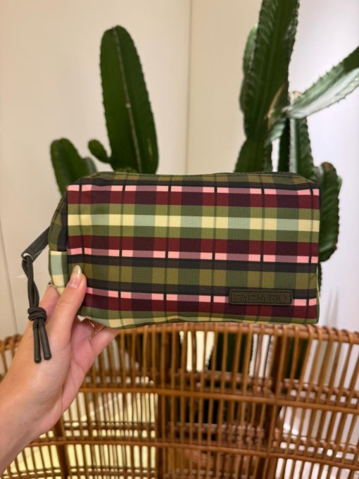 Maxi Necessaire Farm Ora Bolas P Painted Flowers x Xadrez