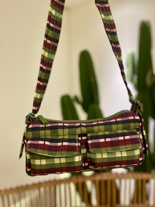 Bolsa Baquete Xadrez Multicolorido