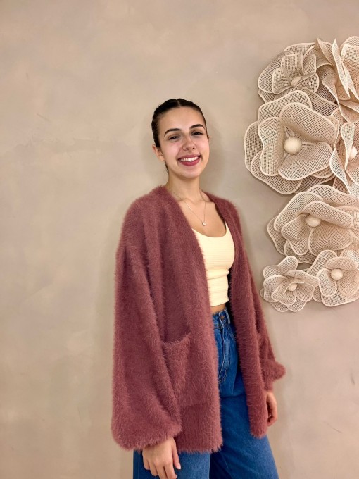 Cardigan Tricot Pelinho Com Bolso