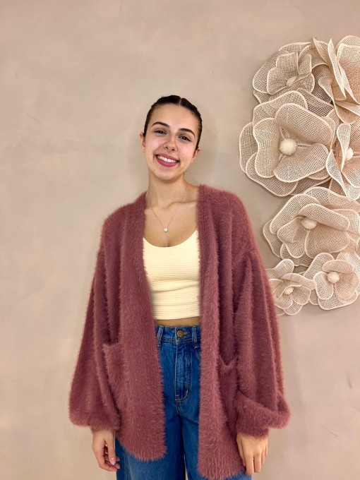 Cardigan Tricot Pelinho Com Bolso