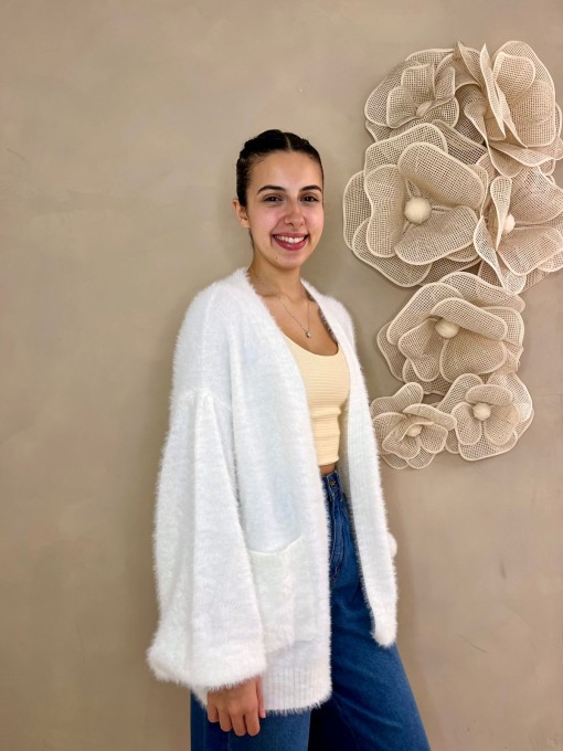 Cardigan Tricot Pelinho com Bolso